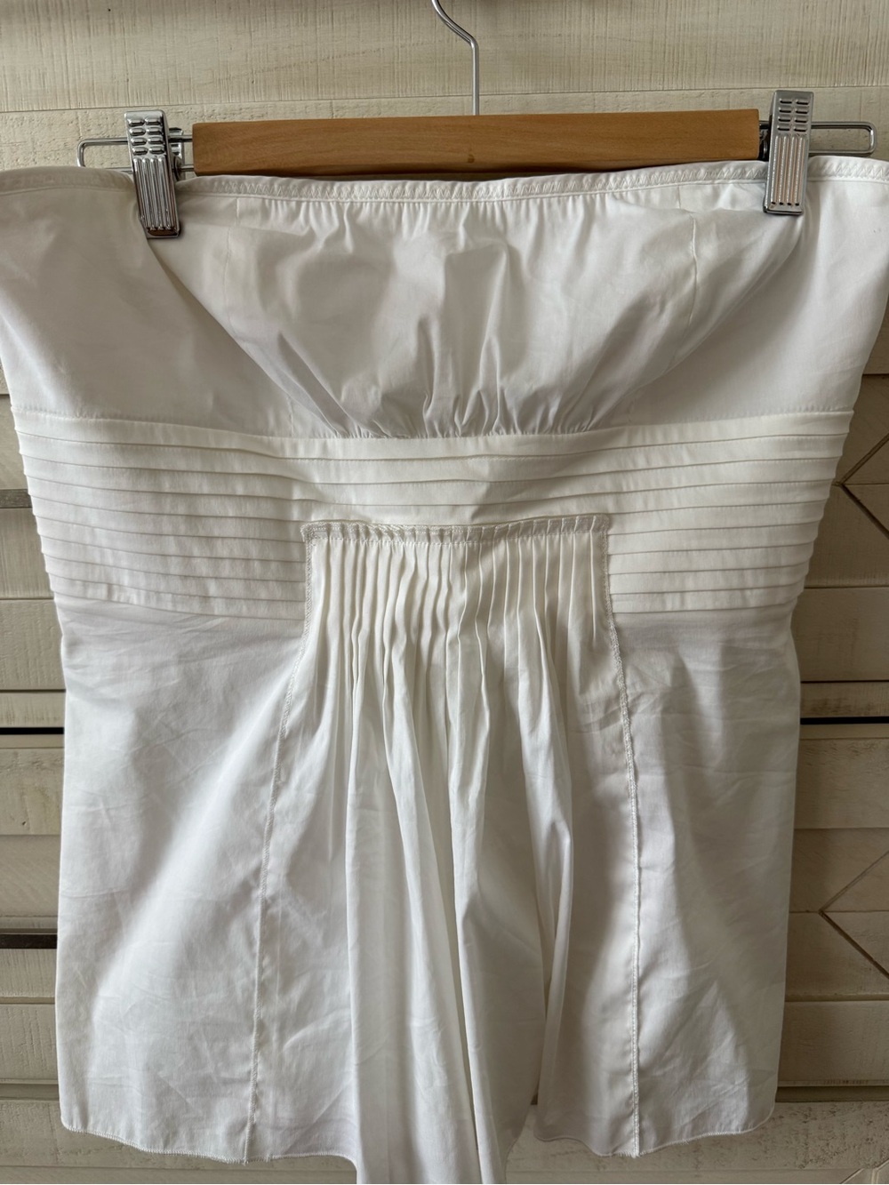 BCBG White Strapless Pleated Romper Top